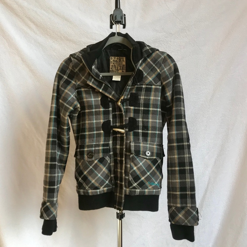 Women’s Black and Grey Plaid Fall Jacket